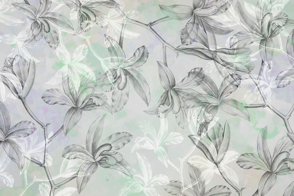 Orchids on Water Mural Wallpaper - Edition 4 - pure wallpaper artwork