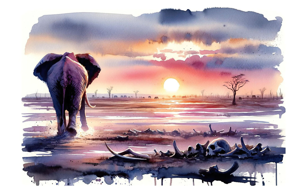 Elephant's Twilight Path Mural Wallpaper - pure wallpaper artwork