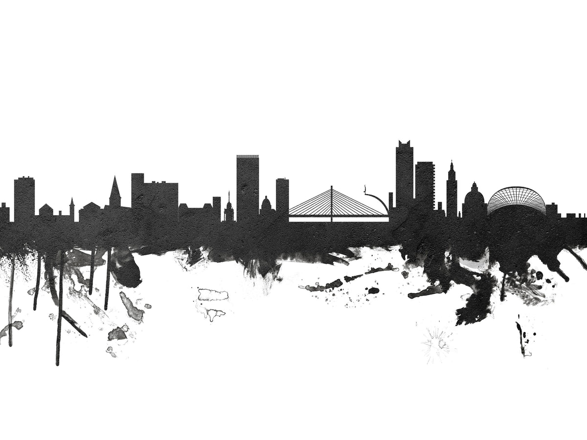 Liege Belgium Skyline Black & White Mural Wallpaper - pure wallpaper artwork