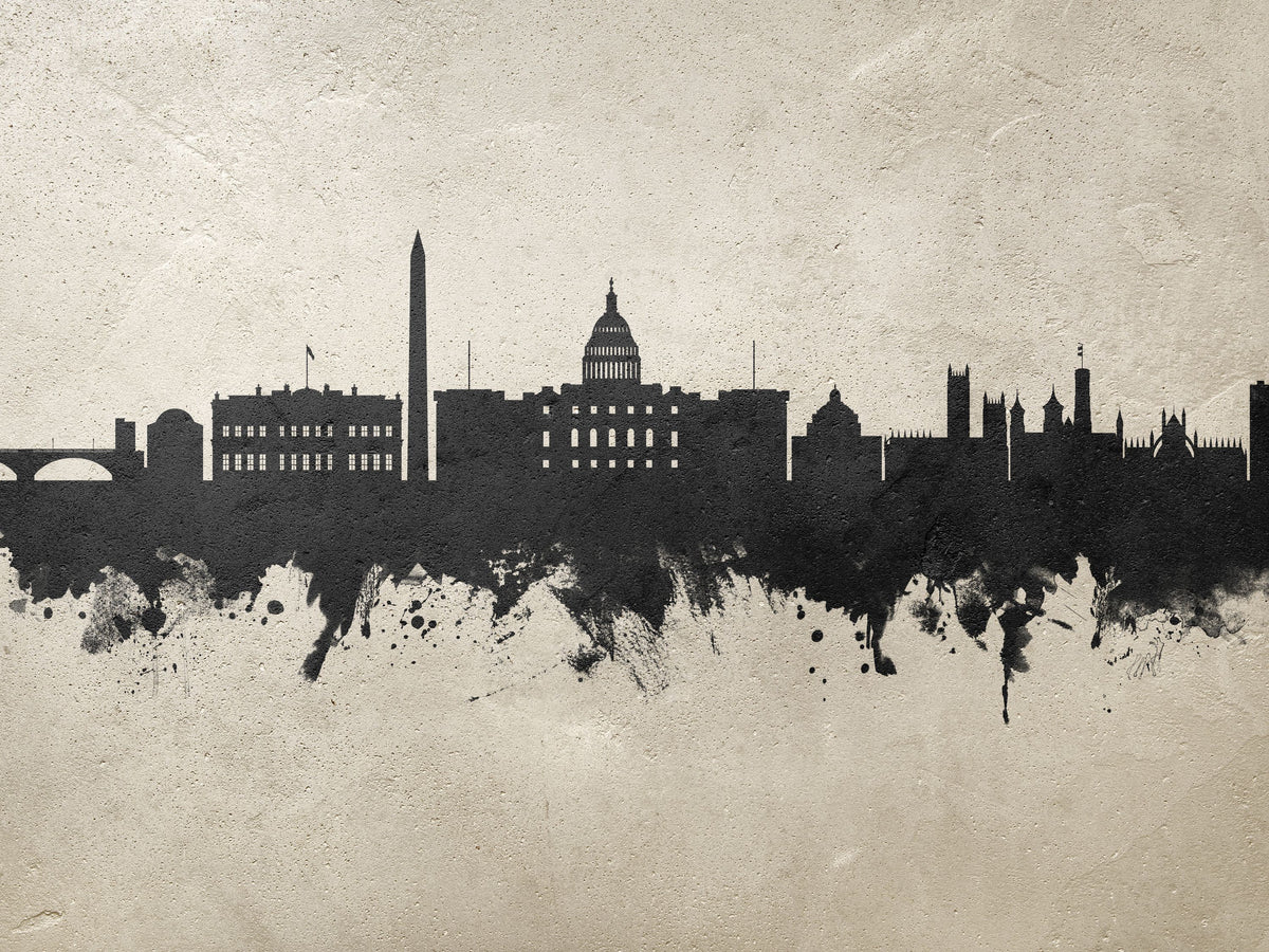 Washington DC Skyline Concrete Mural Wallpaper - pure wallpaper artwork