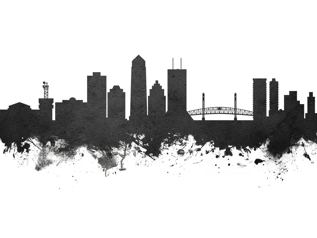 Jacksonville Florida Skyline Black & White Mural Wallpaper - pure wallpaper artwork