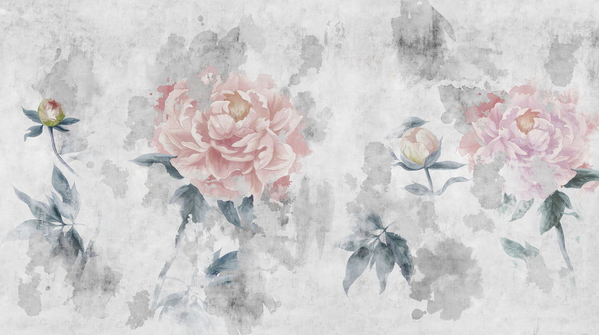 Blurry Peonies Mural Wallpaper - pure wallpaper artwork