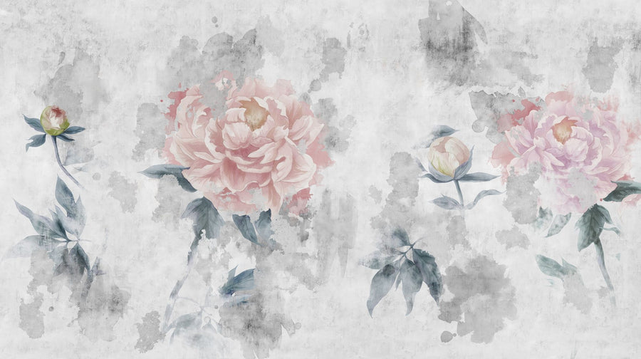 Watercolor Floral Wallpaper Mural – Flower Wallpaper – Blurry Peonies printable artwork