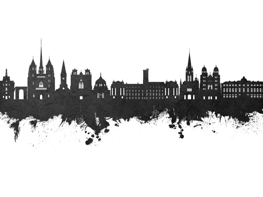 Dijon France Skyline Black & White Mural Wallpaper