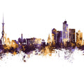 Tashkent Uzbekistan Skyline Purple & Gold Mural Wallpaper - pure wallpaper artwork