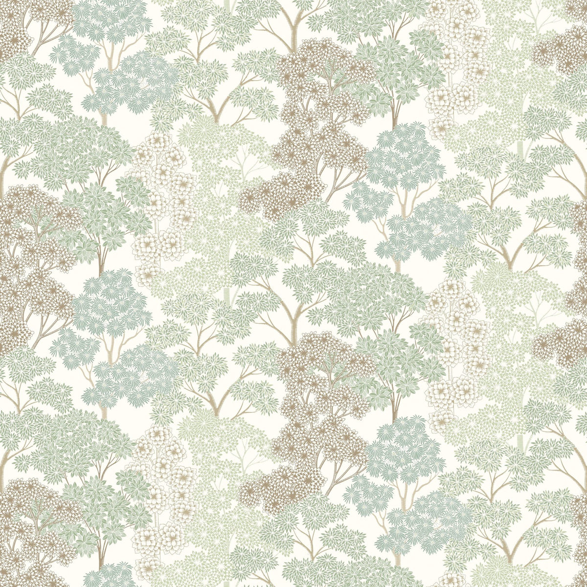 Overleaf Woodland Pattern, Light Green Mural Wallpaper - pure wallpaper artwork