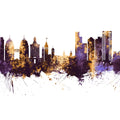 Oakland California Skyline Purple & Gold Mural Wallpaper - pure wallpaper artwork