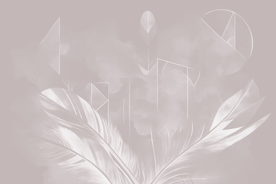 Solid Feather Geometry Warm Mural Wallpaper