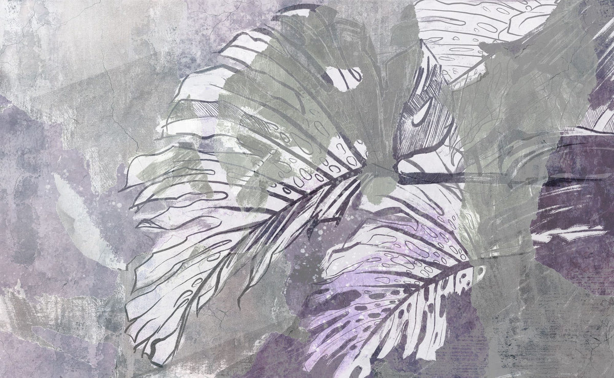 High Grunge Leaves Mural Wallpaper - Edition 4 - pure wallpaper artwork
