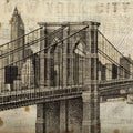 Vintage NY Brooklyn Bridge Skyline Mural Wallpaper - pure wallpaper artwork