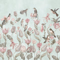 Tulips & Birds, Pistachio Mural Wallpaper - pure wallpaper artwork