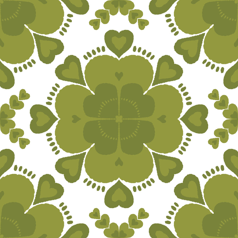 Green Clover Geometry Mural Wallpaper