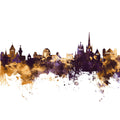 Lausanne Switzerland Skyline Purple & Gold Mural Wallpaper - pure wallpaper artwork