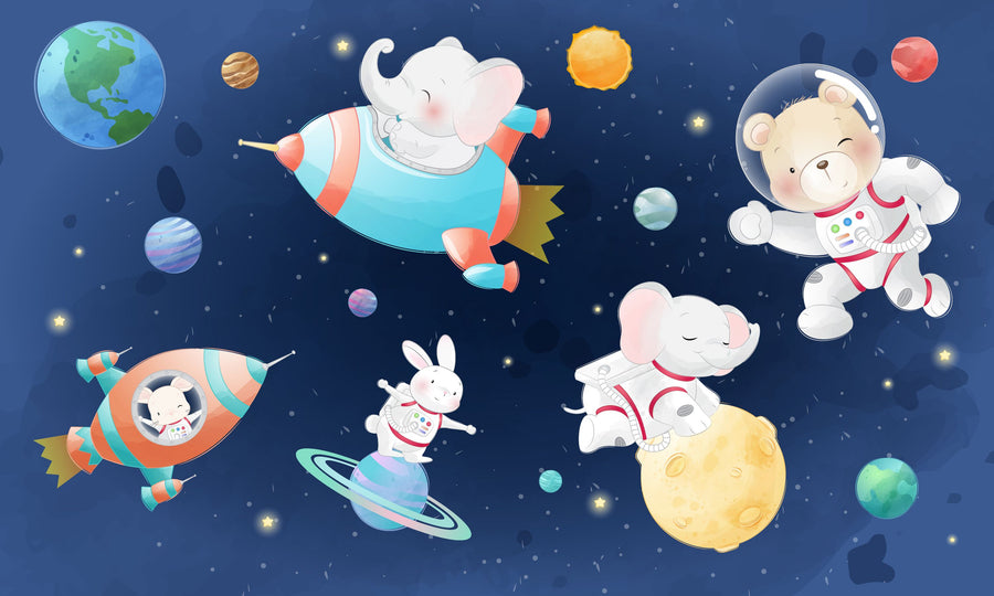 Furry Astronauts Mural Wallpaper