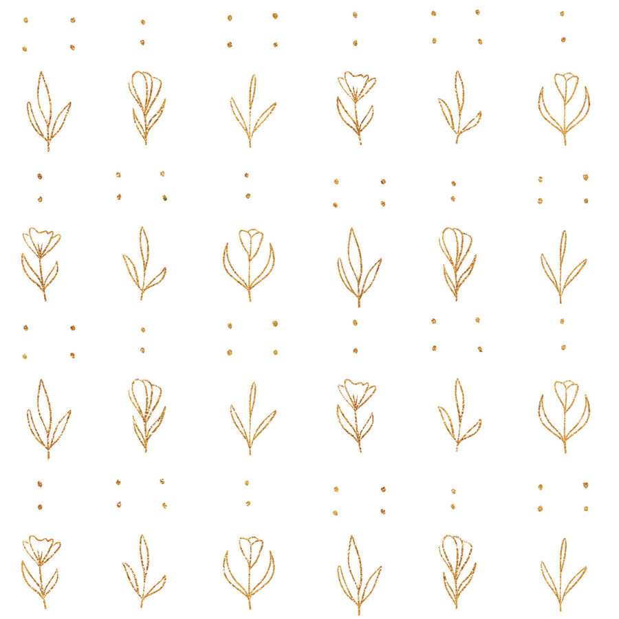 Lone Flowers White Mural Wallpaper