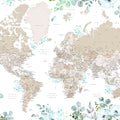 World Map Cities - Leanne Mural Wallpaper - pure wallpaper artwork