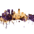 Minneapolis Minnesota Skyline Purple & Gold Mural Wallpaper - pure wallpaper artwork