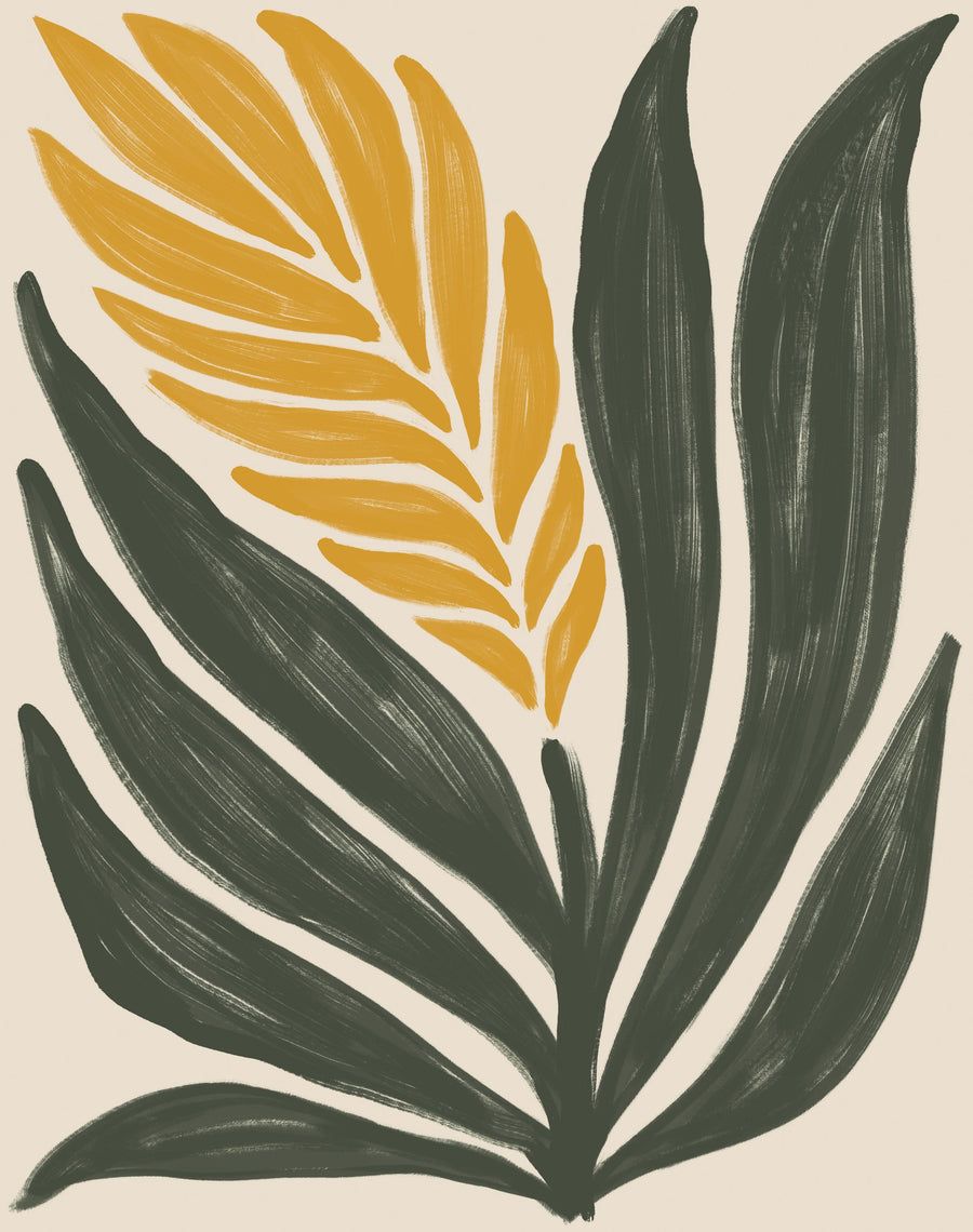 Simple Flowers II Yellow Mural Wallpaper