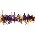 Hyderabad Skyline Purple & Gold Mural Wallpaper - pure wallpaper artwork