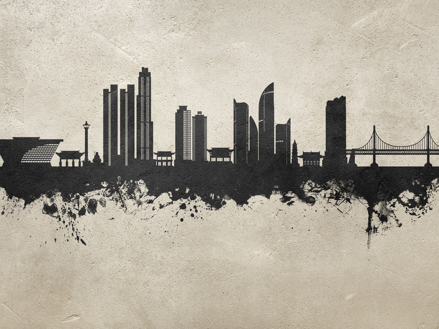 Busan South Korea Skyline Concrete Mural Wallpaper