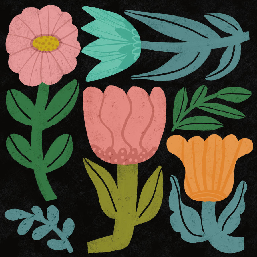 Flower Toss III Mural Wallpaper
