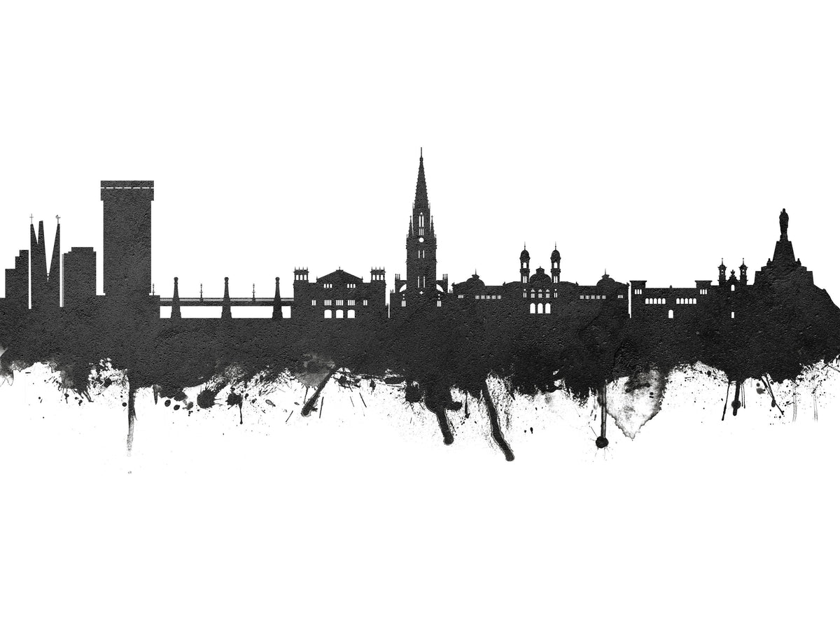 San Sebastian Spain Skyline Black & White Mural Wallpaper - pure wallpaper artwork