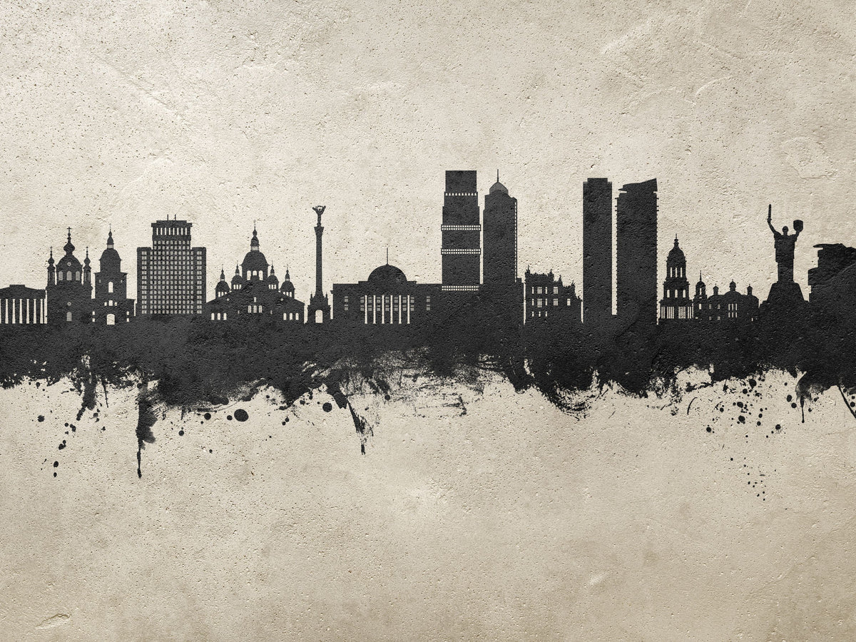 Kyiv Ukraine Skyline Concrete Mural Wallpaper - pure wallpaper artwork