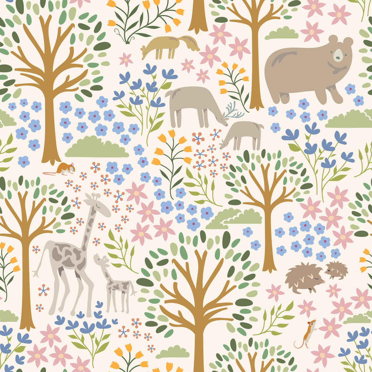 Forest Surprise, Cream Mural Wallpaper - pure wallpaper artwork