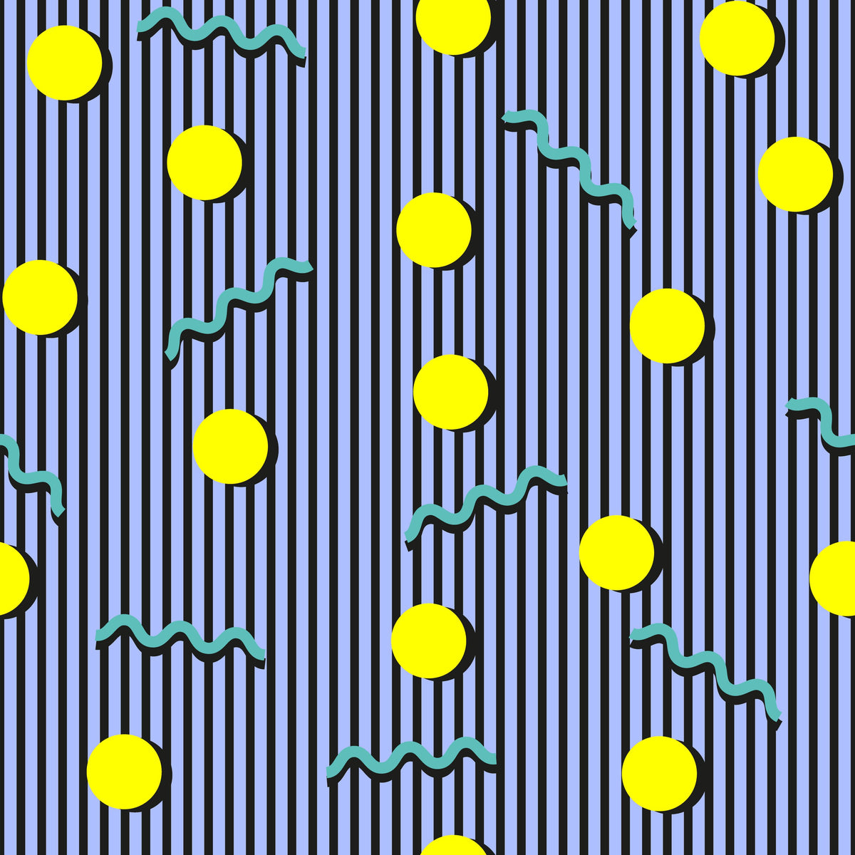 Memphis Dots & Stripes, Lilac Mural Wallpaper - pure wallpaper artwork