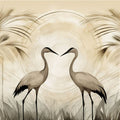 Cranes At Sunset Yellow Mural Wallpaper - pure wallpaper artwork