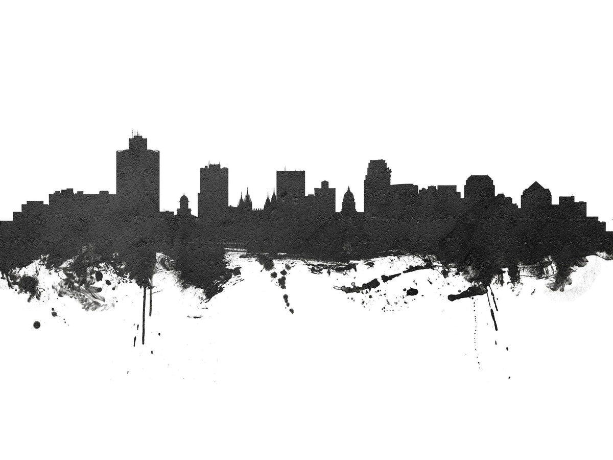 Salt Lake City Utah Skyline Black & White Mural Wallpaper - pure wallpaper artwork