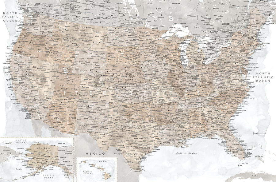 US Map Detailed - Calista Mural Wallpaper