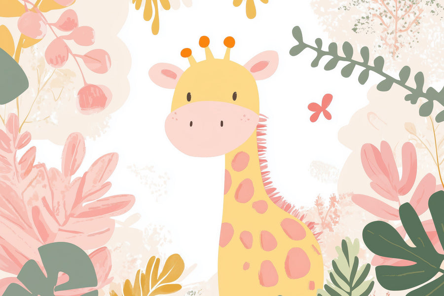 Cute Giraffe Mural Wallpaper