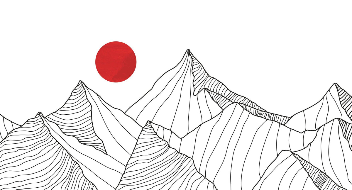 Line Mountain Sun Mural Wallpaper - pure wallpaper artwork