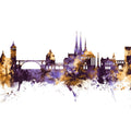 Luxembourg City Skyline Purple & Gold Mural Wallpaper - pure wallpaper artwork