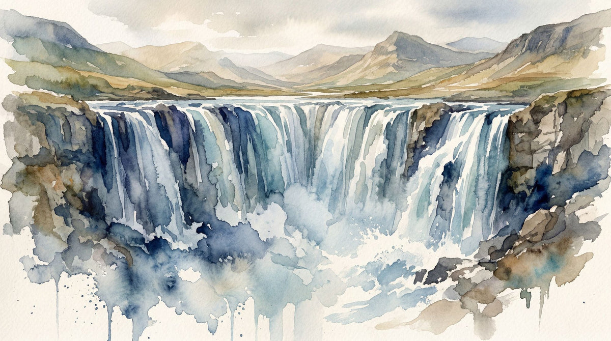 Cascade - Watercolor Landscapes Series Mural Wallpaper - pure wallpaper artwork