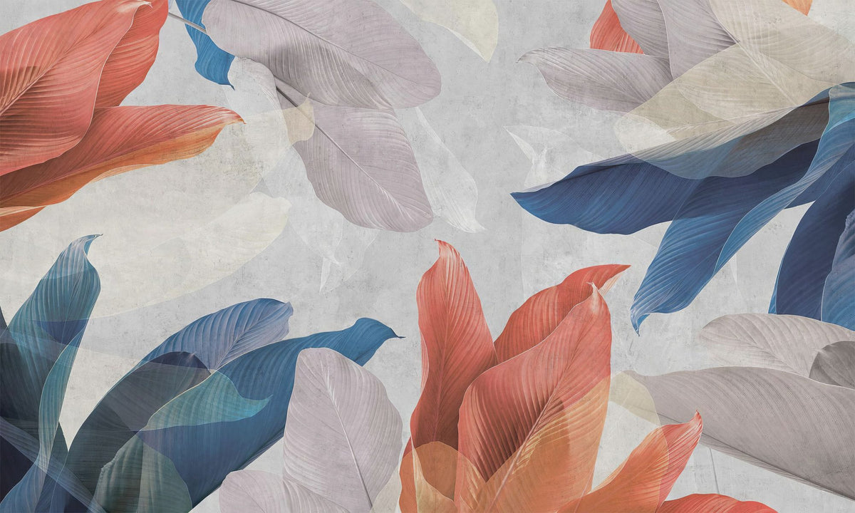 Layered Leaves Mural Wallpaper - pure wallpaper artwork