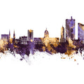 Fort Wayne Indiana Skyline Purple & Gold Mural Wallpaper - pure wallpaper artwork