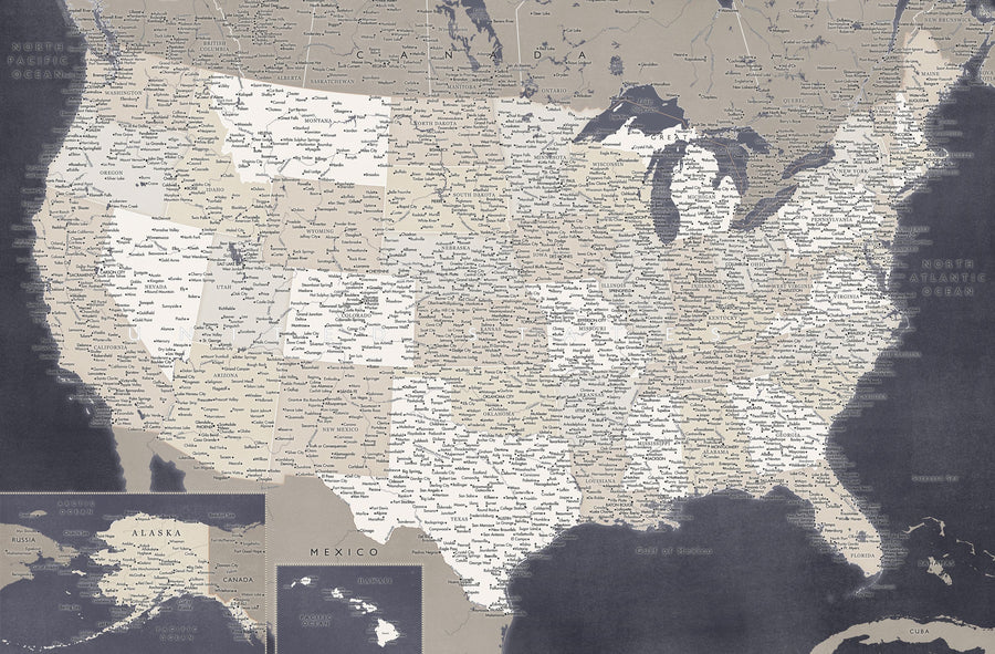 US Map Detailed - Glynn Mural Wallpaper
