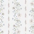 Trailing Flower Stripe, White Mural Wallpaper - pure wallpaper artwork