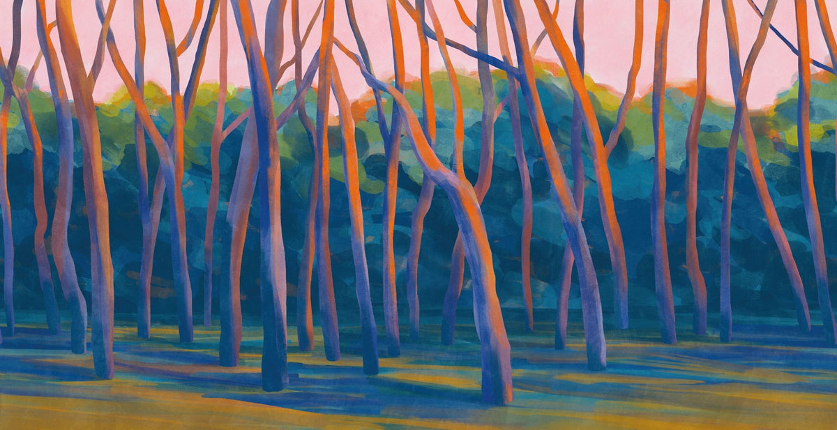 Forest Wallpaper Mural – Woodland Wall Mural – Dune Forest, Orange