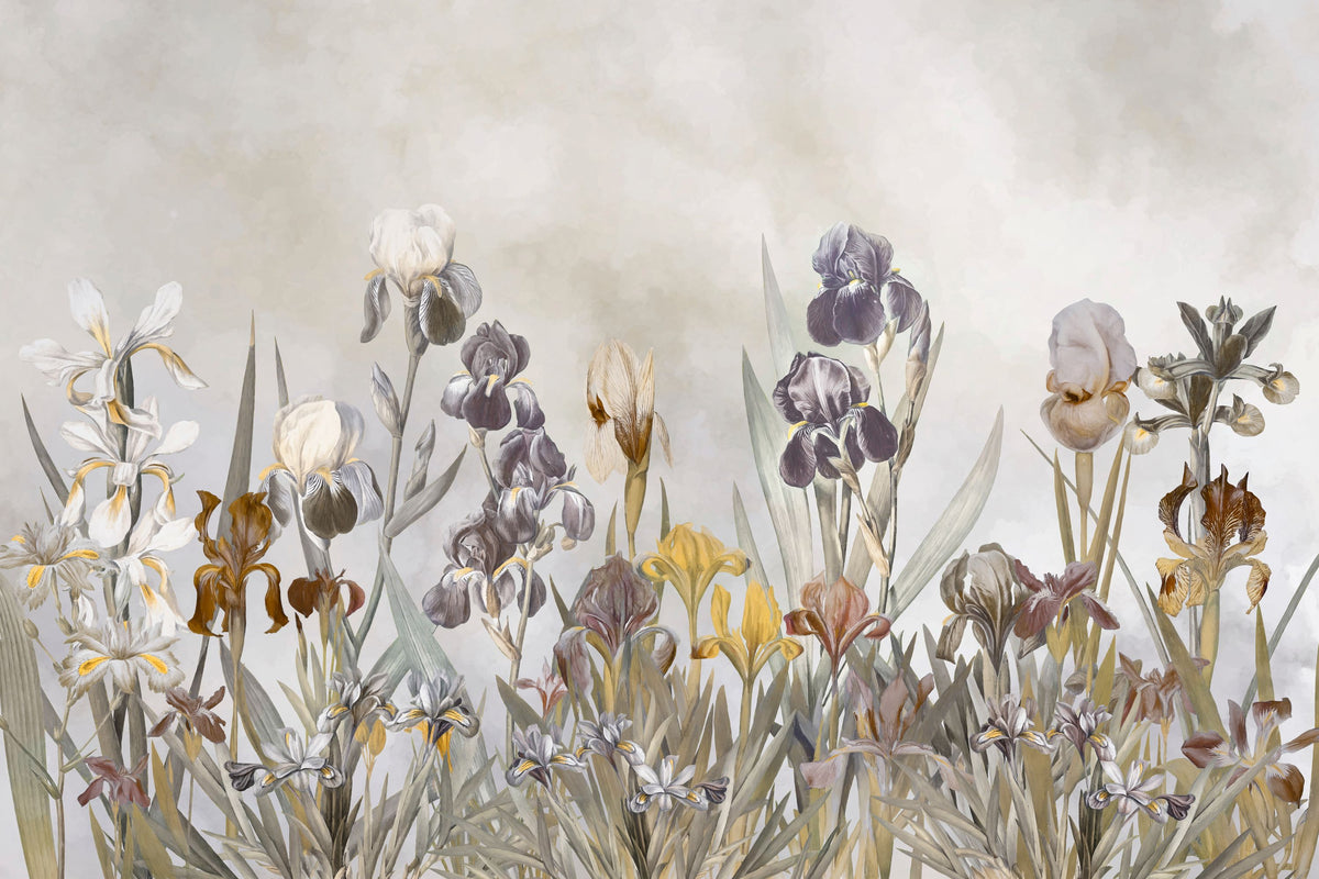 Iris Field Calm Mural Wallpaper - pure wallpaper artwork