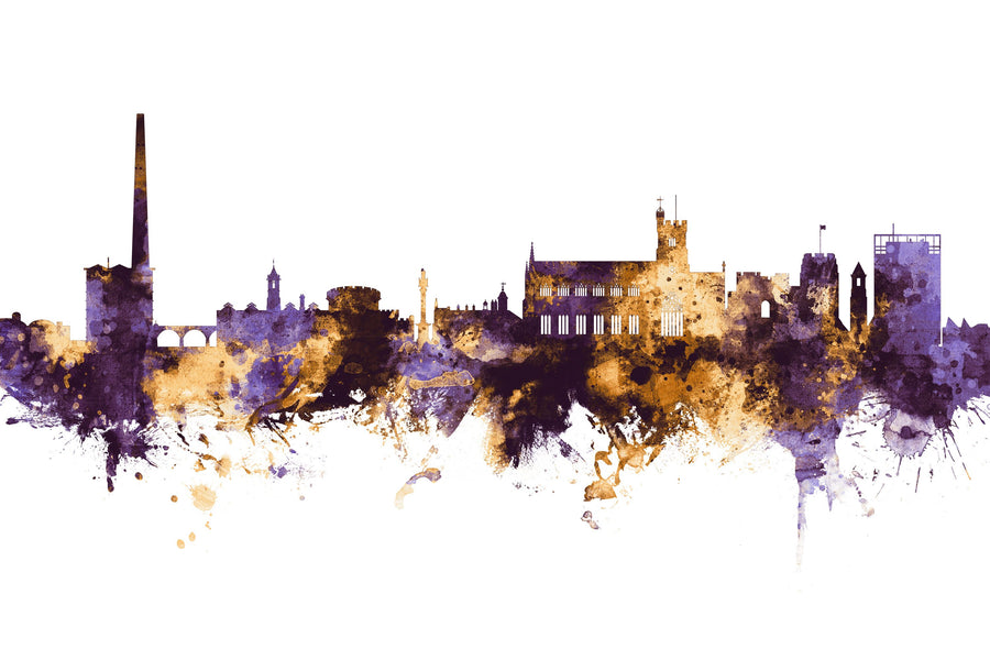 Carlisle England Skyline Purple & Gold Mural Wallpaper