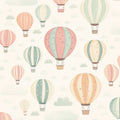 Hot Air Balloon Cloudy White Mural Wallpaper - pure wallpaper artwork