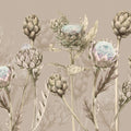 Artichoke Blooms, Mocha Mural Wallpaper - pure wallpaper artwork