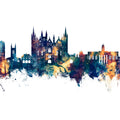 Peterborough England Skyline Blue & Bronze Mural Wallpaper - pure wallpaper artwork