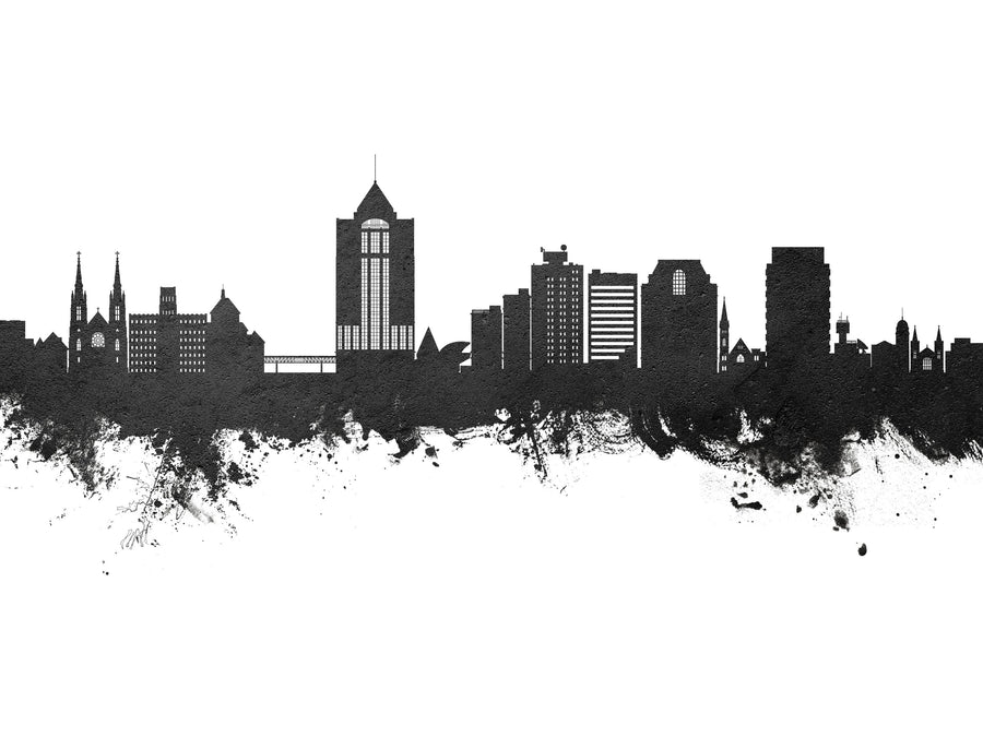 Roanoke Virginia Skyline Black & White Mural Wallpaper
