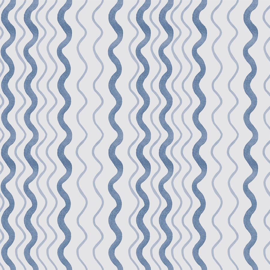 Wavy Stripes, Blue Mural Wallpaper