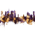 Durban South Africa Skyline Purple & Gold Mural Wallpaper - pure wallpaper artwork