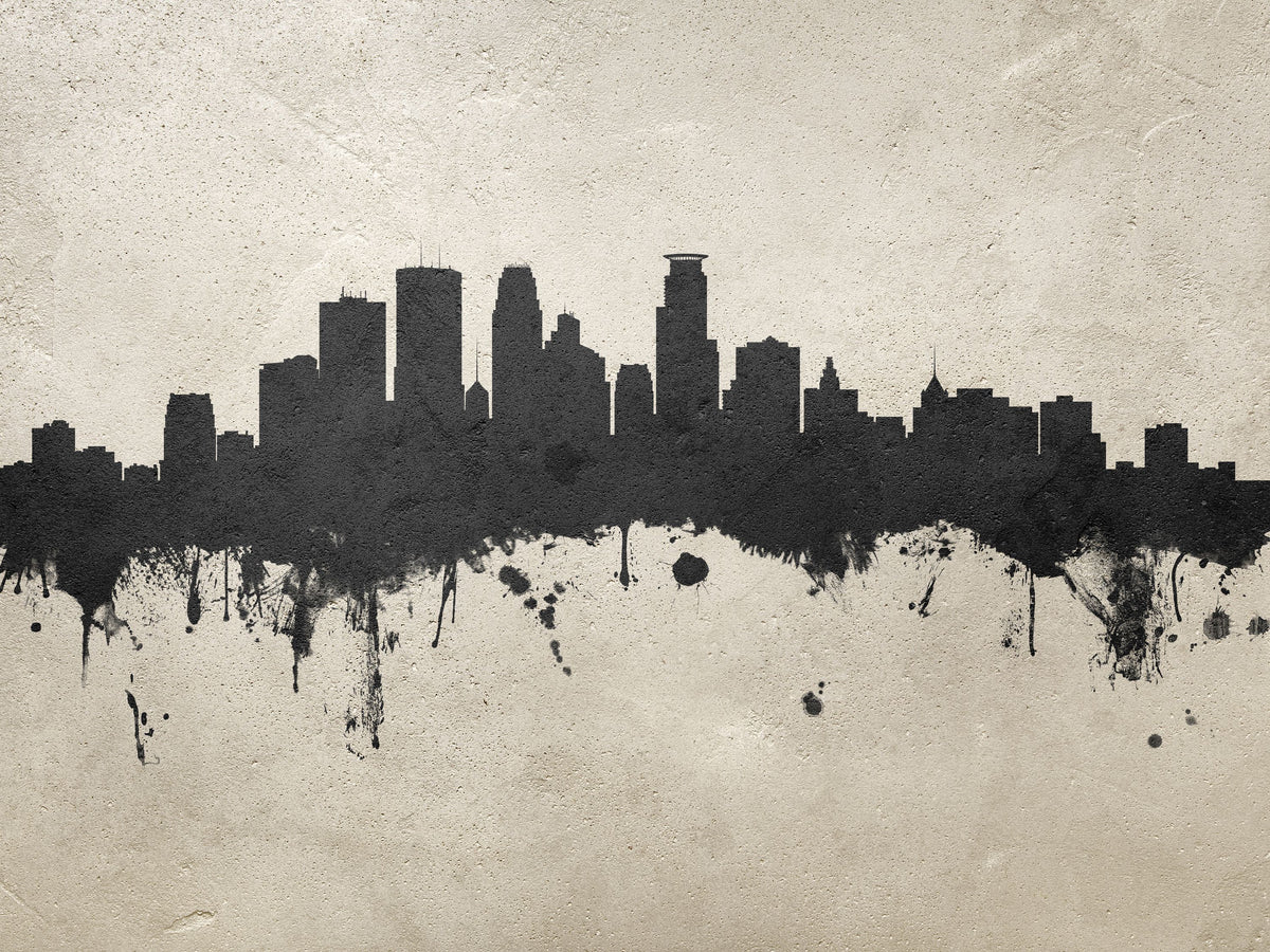Minneapolis Minnesota Skyline Concrete Mural Wallpaper - pure wallpaper artwork